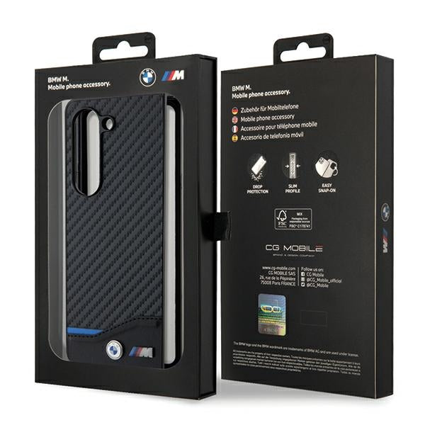 BMW Leather Carbon dėklas Samsung Galaxy Z Fold5 – juodas -- Samsung Galaxy Z Fold 5