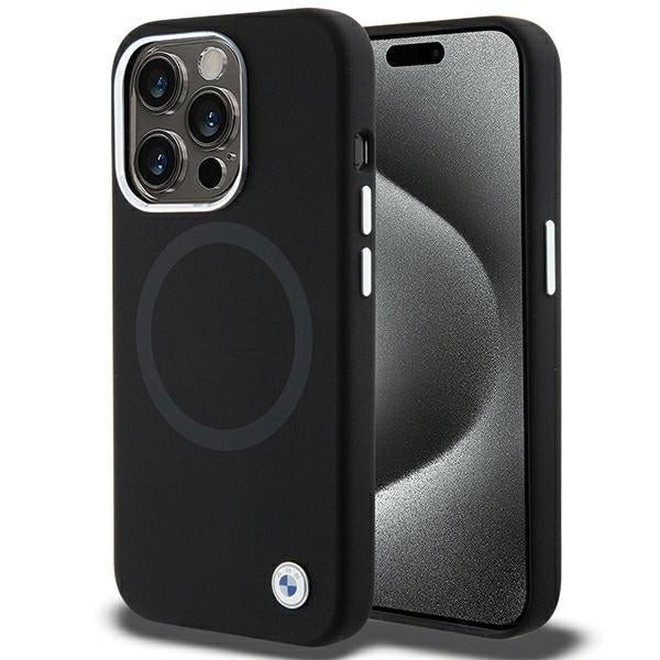 BMW MagSafe silikoninis dėklas iPhone 15 Pro – juodas