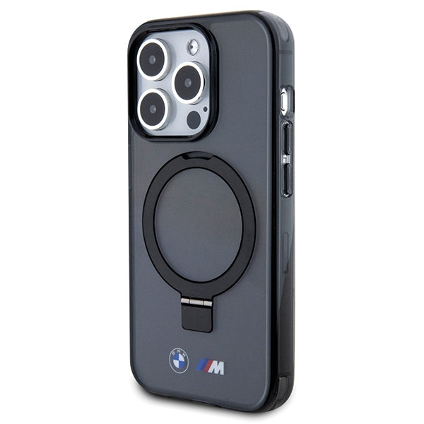 BMW MagSafe dėklas su stovu iPhone 15 Pro – juodas