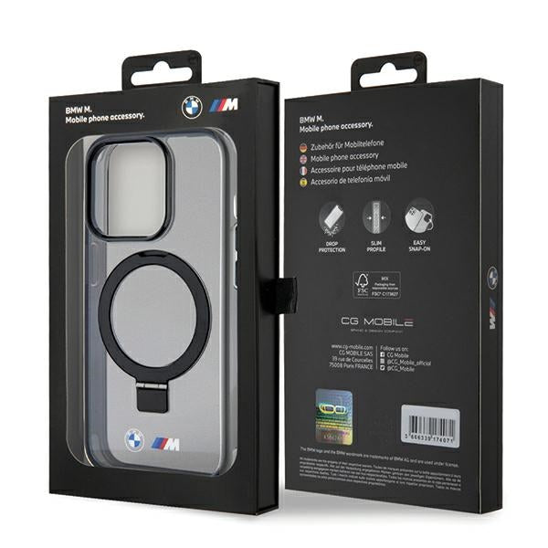 BMW MagSafe dėklas su stovu iPhone 15 Pro – juodas