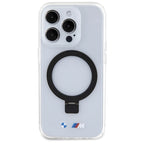 BMW MagSafe dėklas su žiedu ir stovu iPhone 15 Pro – skaidrus