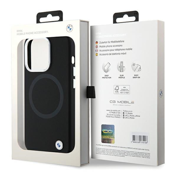 BMW silikoninis MagSafe dėklas iPhone 15 Pro Max – juodas