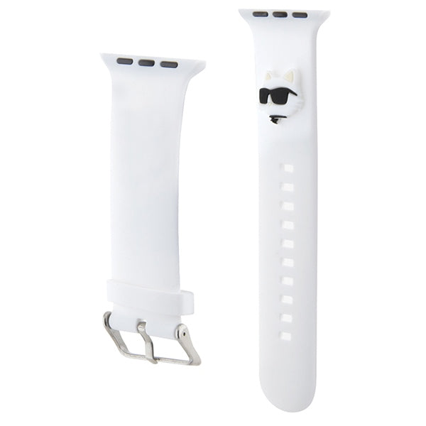 Karl Lagerfeld 3D guminis Choupette galvos dirželis, skirtas Apple Watch 42/44/45/49mm – baltas