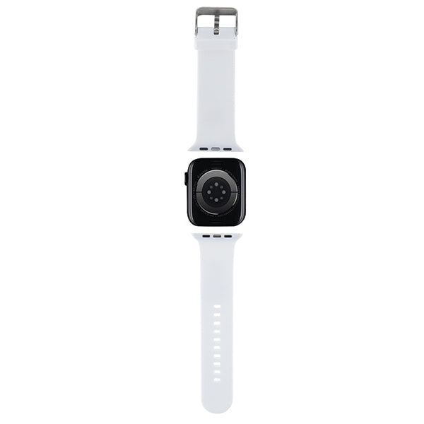 Karl Lagerfeld 3D guminis Karl&Choupette Heads dirželis Apple Watch 42/44/45/49mm - baltas