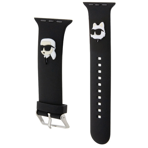 Karl Lagerfeld 3D guminis Karl&Choupette Heads dirželis Apple Watch 42/44/45/49mm - juodas
