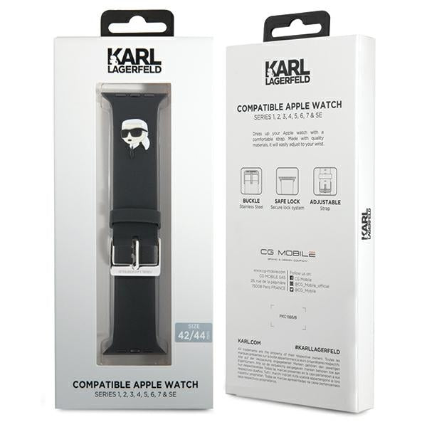 Karl Lagerfeld 3D guminis Karl galvos dirželis Apple Watch 42/44/45/49mm – juodas