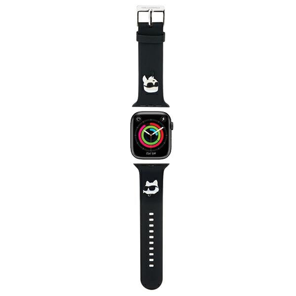 Karl Lagerfeld 3D guminis Karl&Choupette Heads dirželis Apple Watch 38/40/41mm - juodas