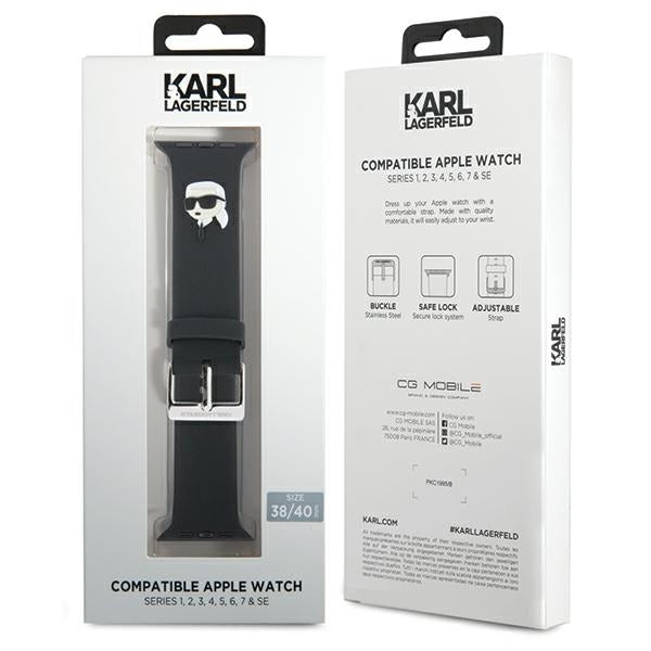 Karl Lagerfeld 3D guminis Karl galvos dirželis Apple Watch 38/40/41mm – juodas