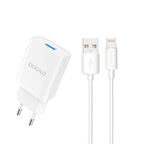 Dudao A4EU USB-A 2.1A sieninis įkroviklis - baltas + USB-A - Lightning laidas