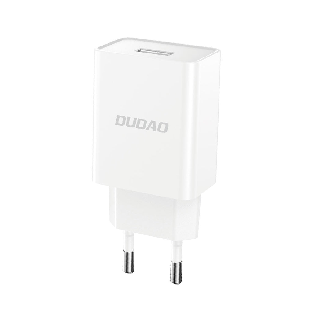 Dudao A4EU USB-A 2.1A sieninis įkroviklis - baltas + USB-A - Lightning laidas