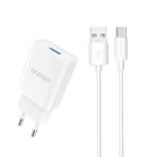 Dudao A4EU USB-A 2.1A sieninis įkroviklis - baltas + USB-A - USB-C laidas