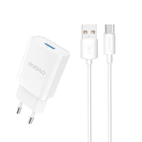 Dudao A4EU USB-A 2.1A sieninis įkroviklis - baltas + USB-A - USB-C laidas