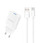 Dudao A4EU USB-A 2.1A sieninis įkroviklis - baltas + USB-A - USB-C laidas