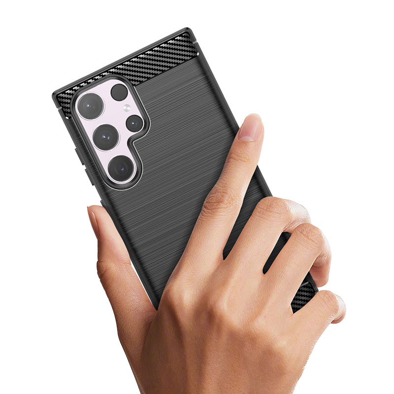 Carbon Case silikoninis dėklas Samsung Galaxy S24 Ultra – juodas -- Samsung Galaxy S24 Ultra