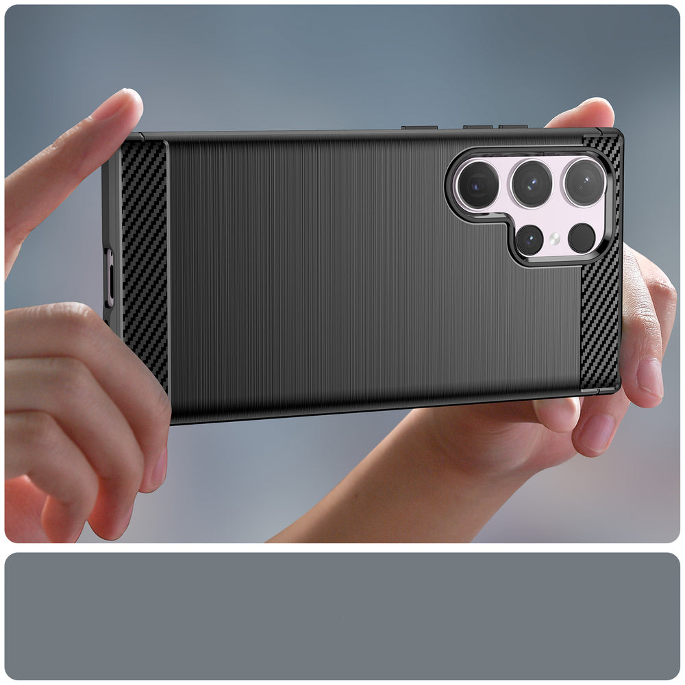 Carbon Case silikoninis dėklas Samsung Galaxy S24 Ultra – juodas