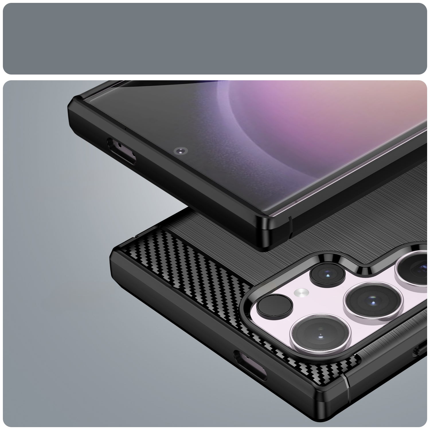 Carbon Case silikoninis dėklas Samsung Galaxy S24 Ultra – juodas