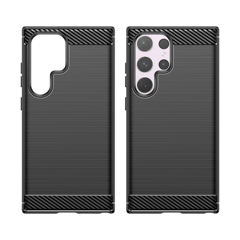 Carbon Case silikoninis dėklas Samsung Galaxy S24 Ultra – juodas -- Samsung Galaxy S24 Ultra