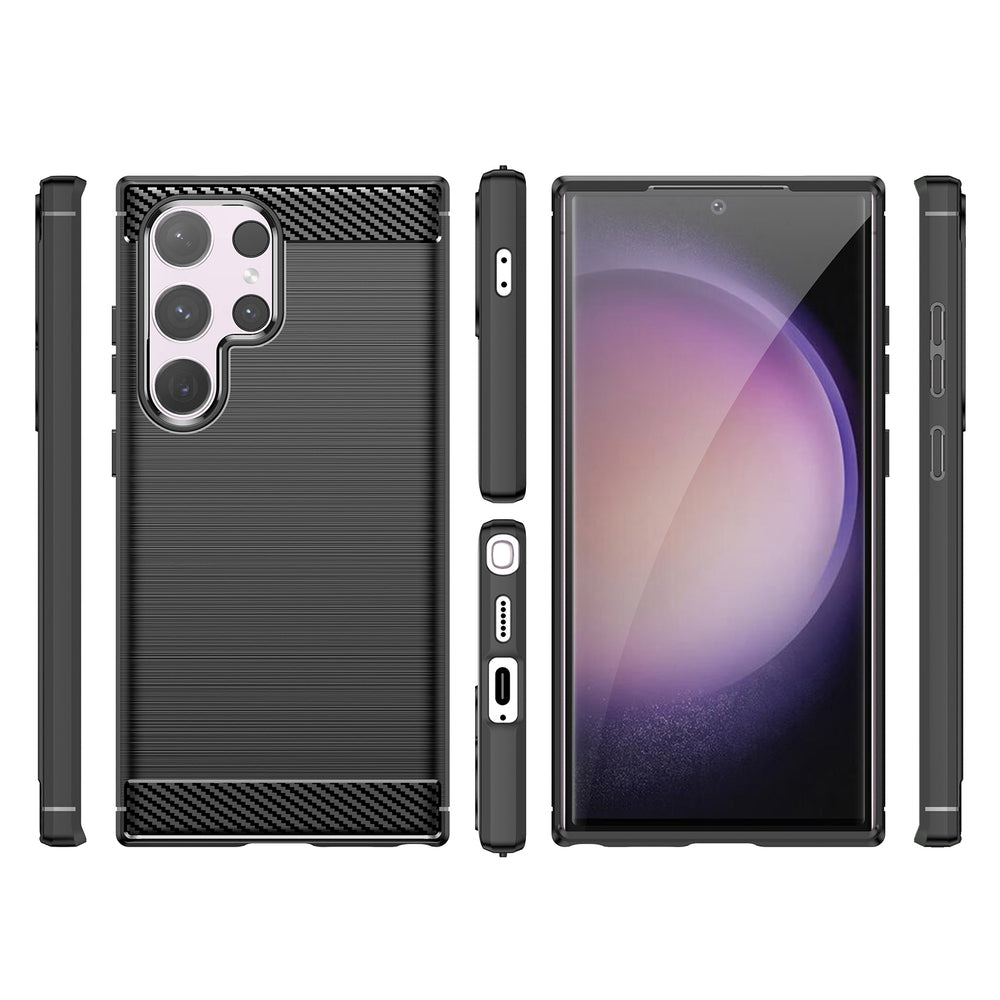 Carbon Case silikoninis dėklas Samsung Galaxy S24 Ultra – juodas -- Samsung Galaxy S24 Ultra