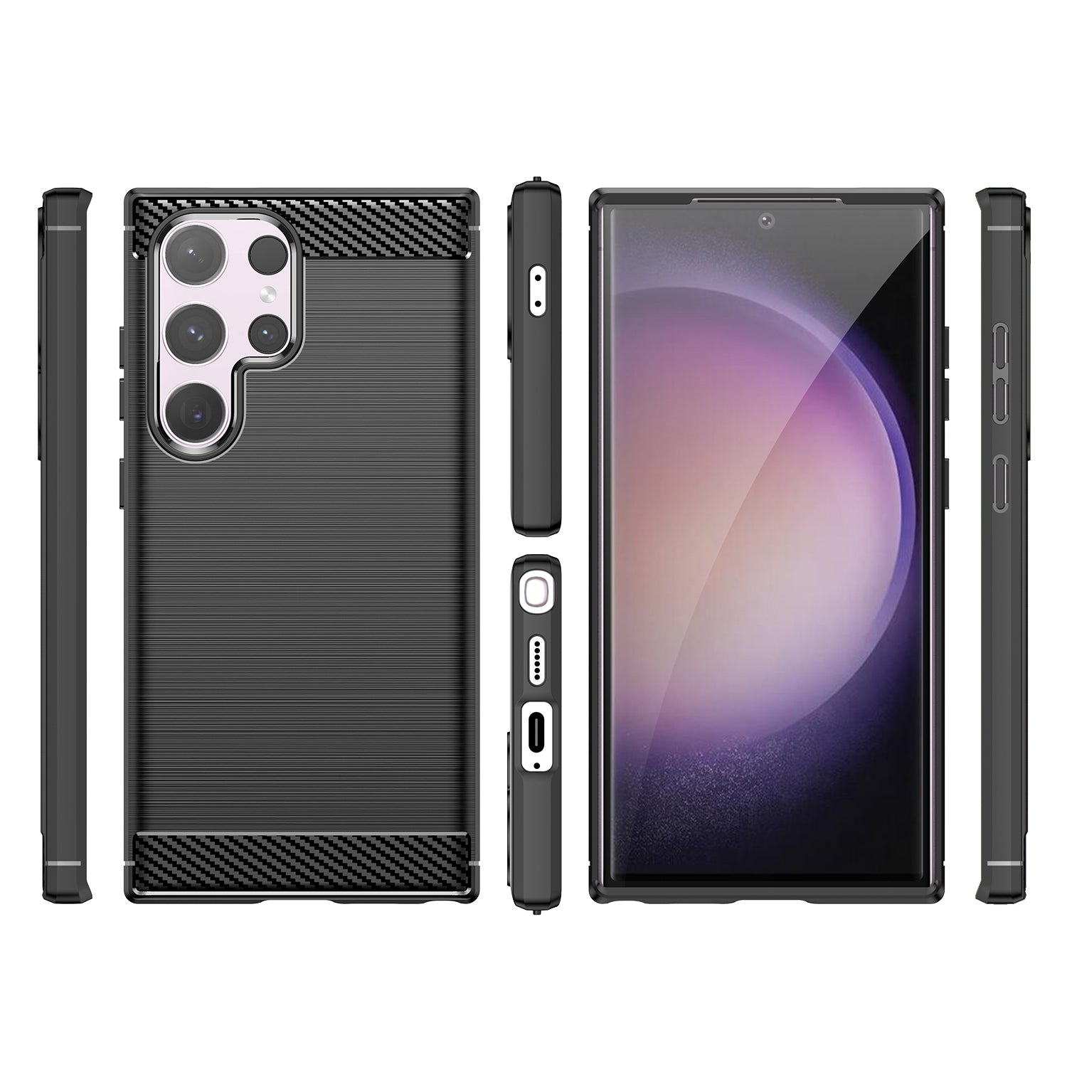 Carbon Case silikoninis dėklas Samsung Galaxy S24 Ultra – juodas