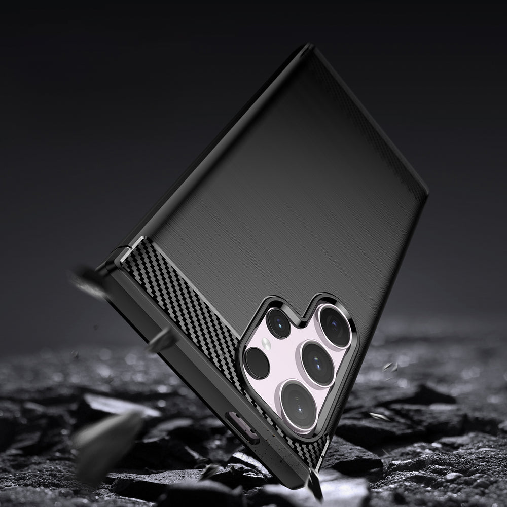 Carbon Case silikoninis dėklas Samsung Galaxy S24 Ultra – juodas -- Samsung Galaxy S24 Ultra