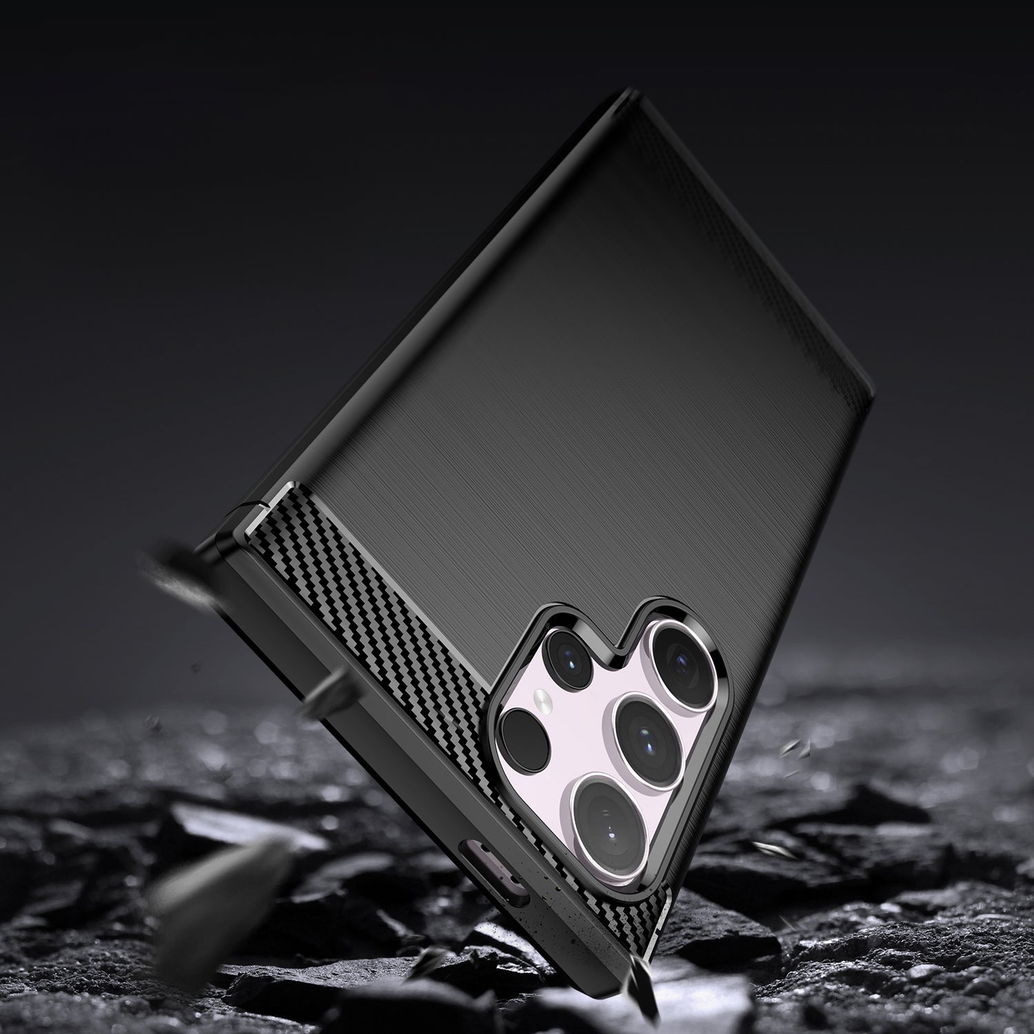 Carbon Case silikoninis dėklas Samsung Galaxy S24 Ultra – juodas