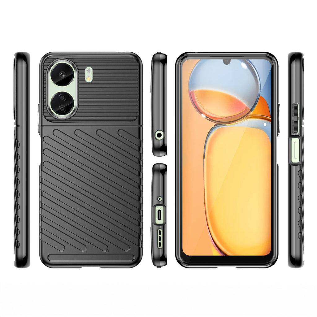 Thunder Case šarvuotas dėklas Xiaomi Redmi 13c – juodas -- Xiaomi Redmi 13C