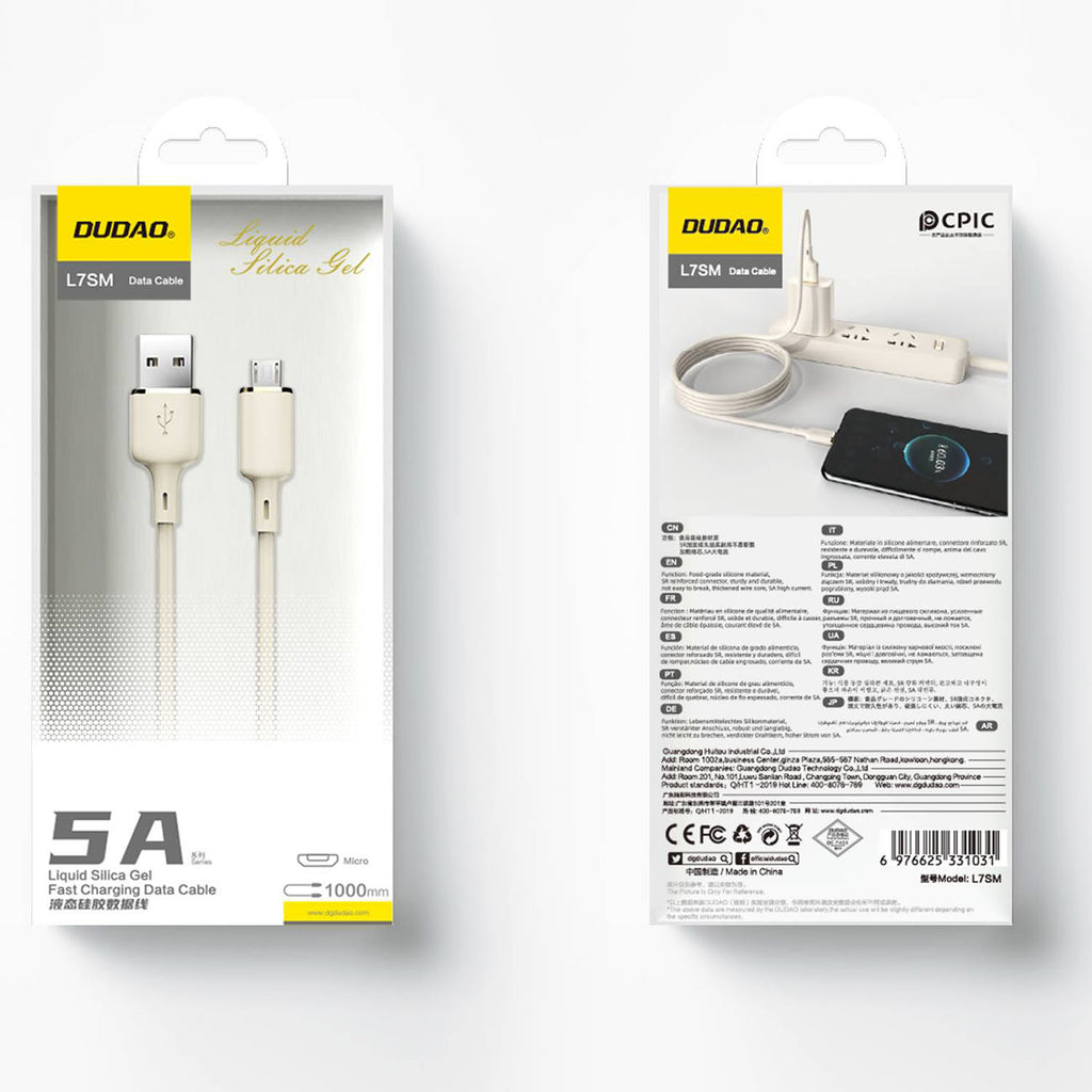 Dudao L7SM USB-A - Micro USB laidas 5A 1m - smėlio