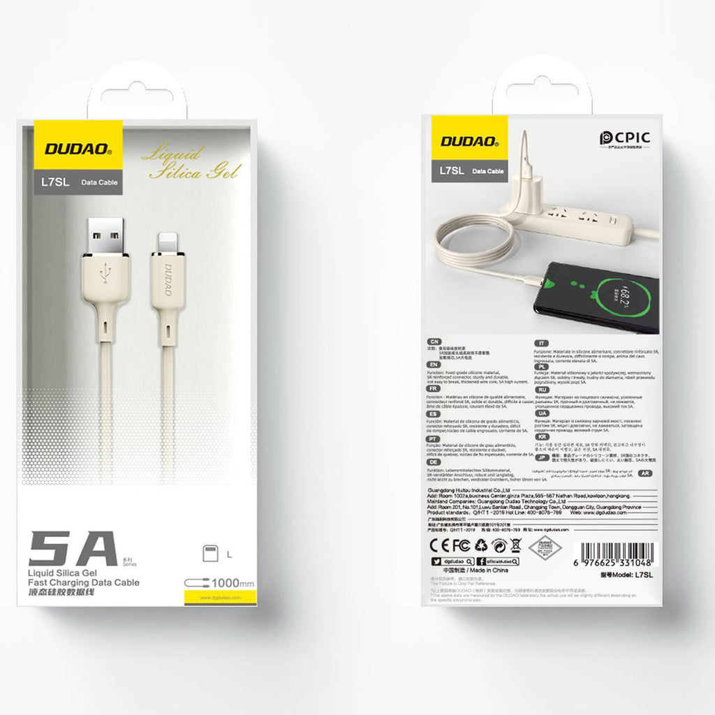 Dudao L7SL USB-A - Lightning 5A laidas 1m - smėlio