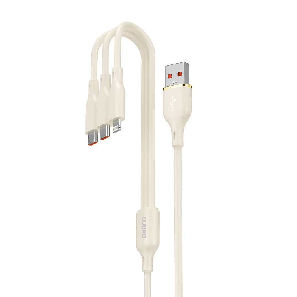 Dudao L7SE 3in1 USB-A - 2x USB-C / Lightning 66W laidas 1.2m - smėlio