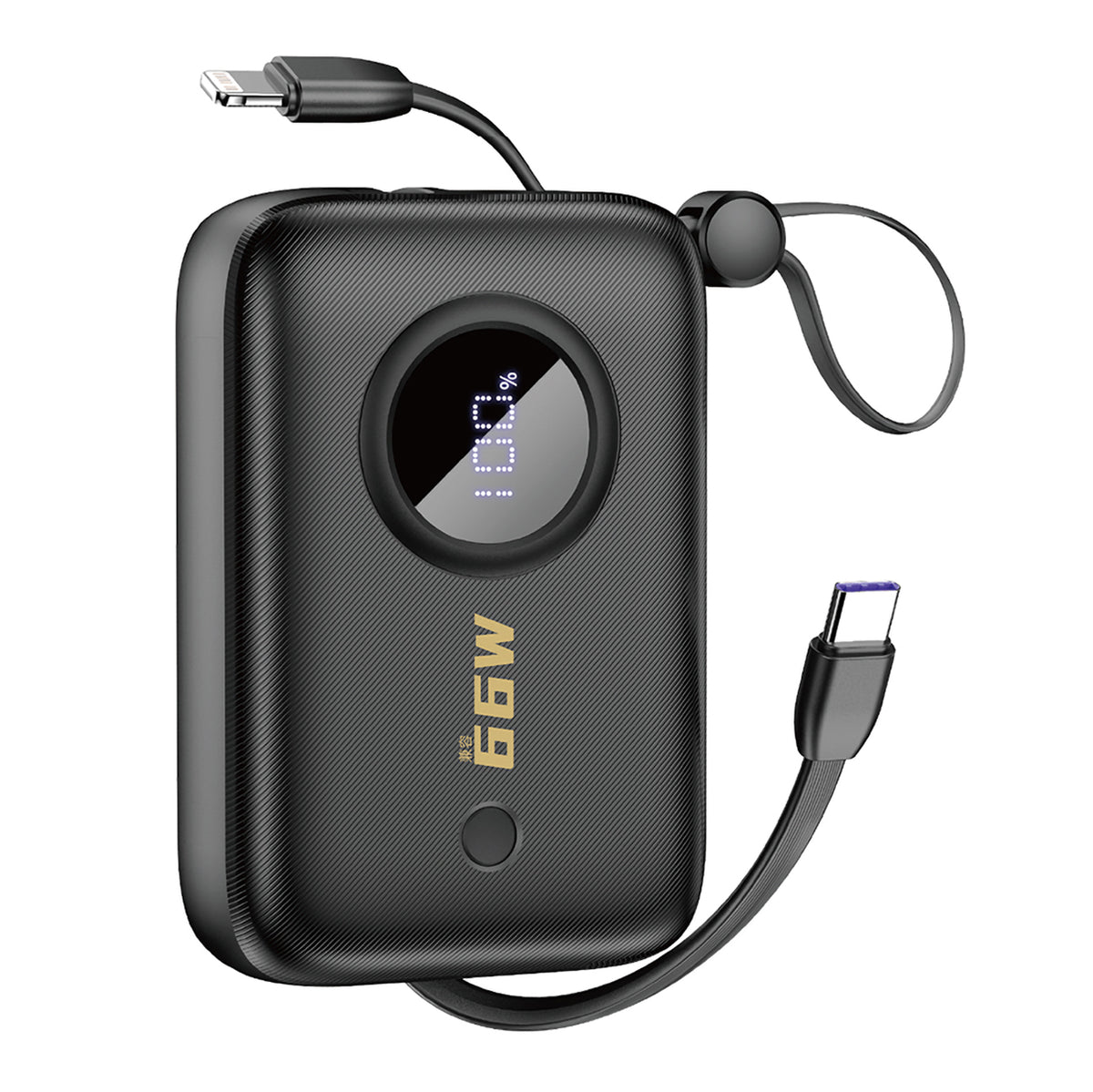 Dudao Išorinė baterija K14 10000mAh su USB-C / Lightning laidais - juodas