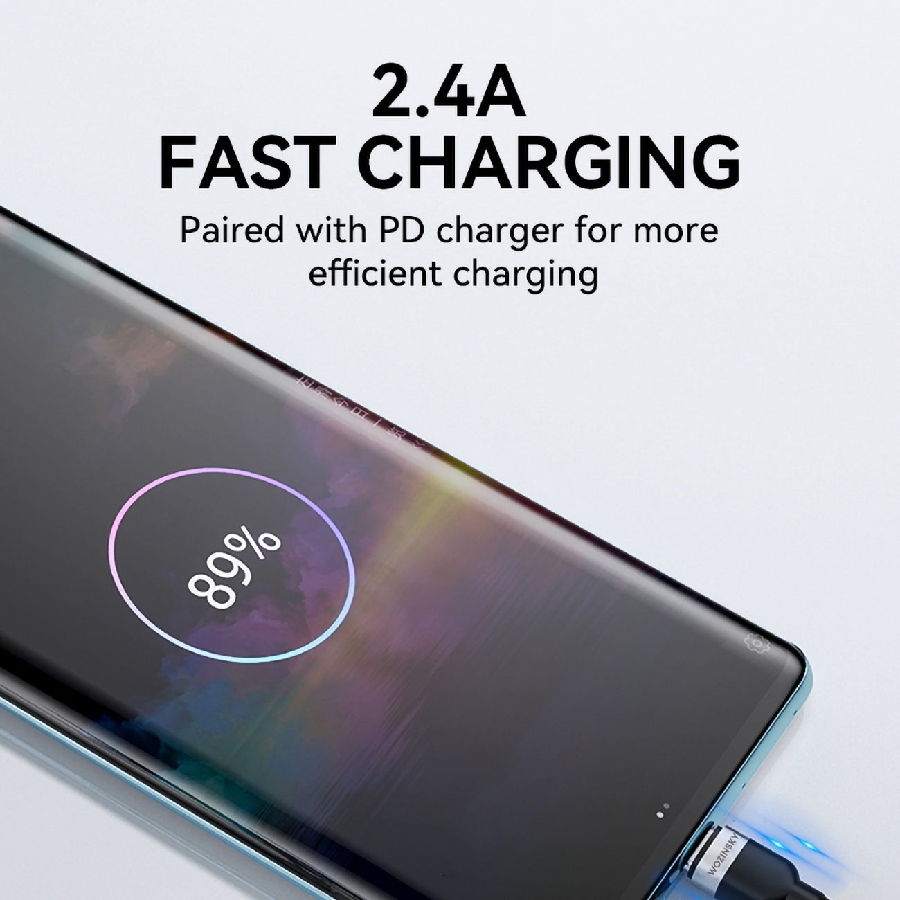 Wozinsky laidas WNBAC1 USB-A / USB-C 2.4A 1 m juodas
