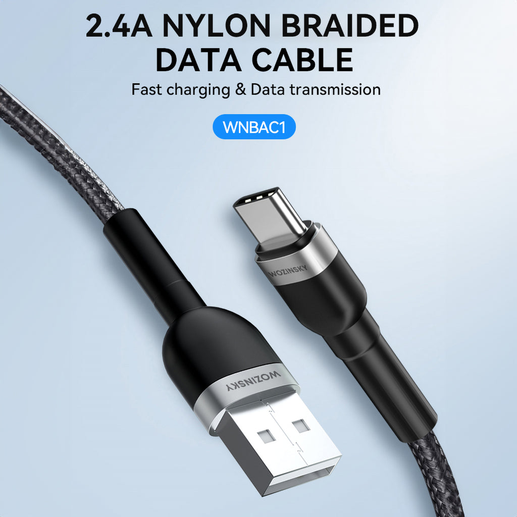 Wozinsky laidas WNBAC1 USB-A / USB-C 2.4A 1 m juodas