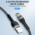 Wozinsky laidas WNBAC2 USB-A / USB-C 2.4A 2 m juodas