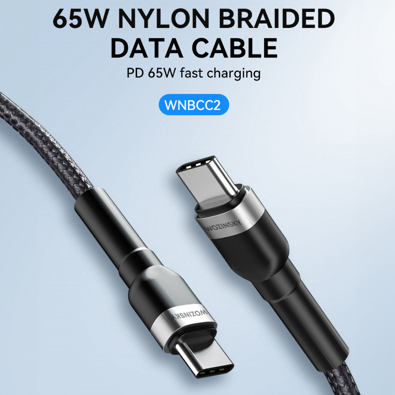 Wozinsky laidas WNBCC2 USB-C / USB-C PD 65W 2 m juodas