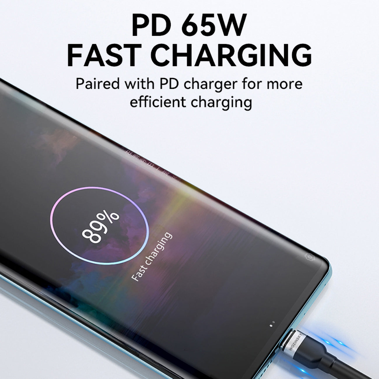 Wozinsky laidas WNBCC2 USB-C / USB-C PD 65W 2 m juodas