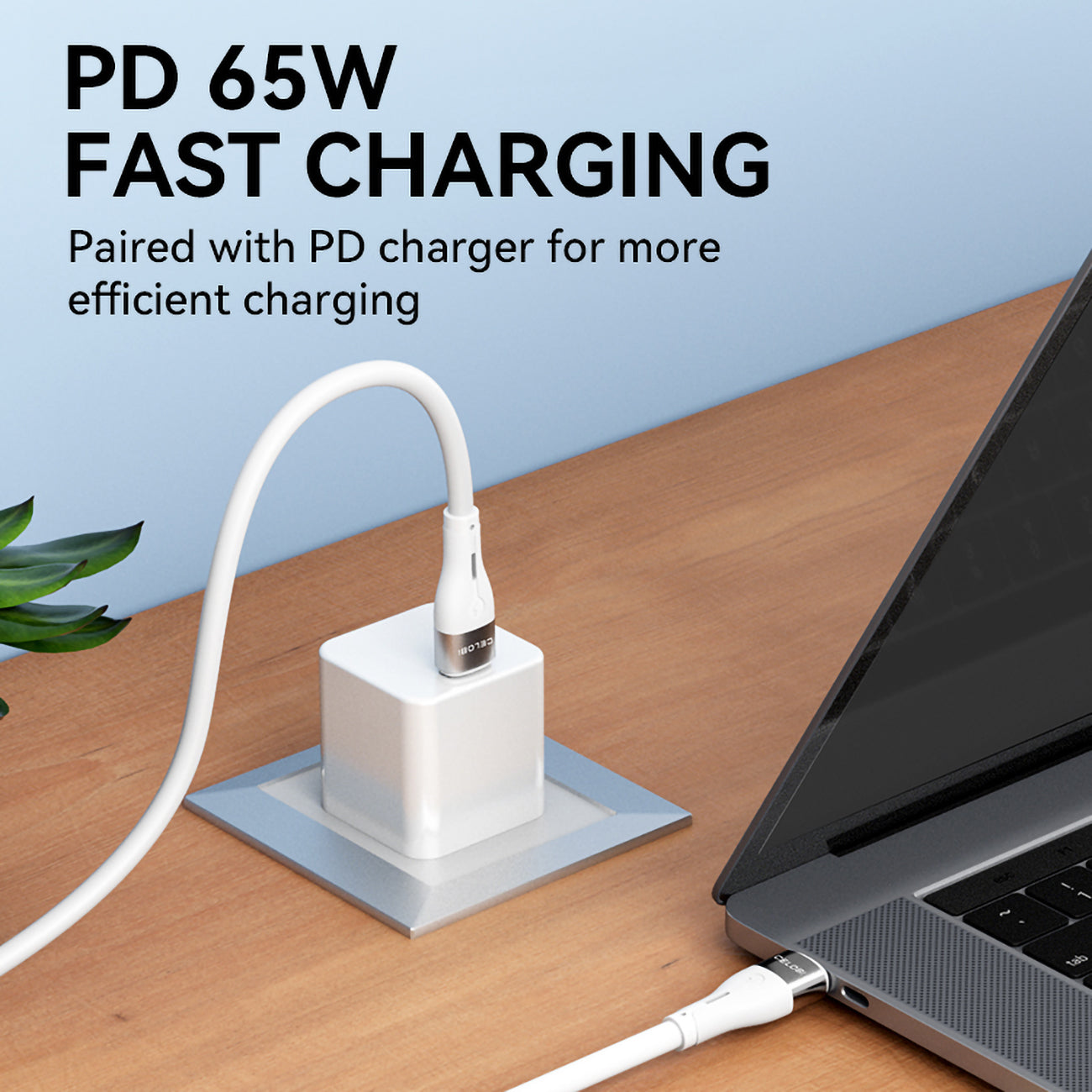 Wozinsky laidas WSTCC2 USB-C / USB-C PD 65W 2 m baltas