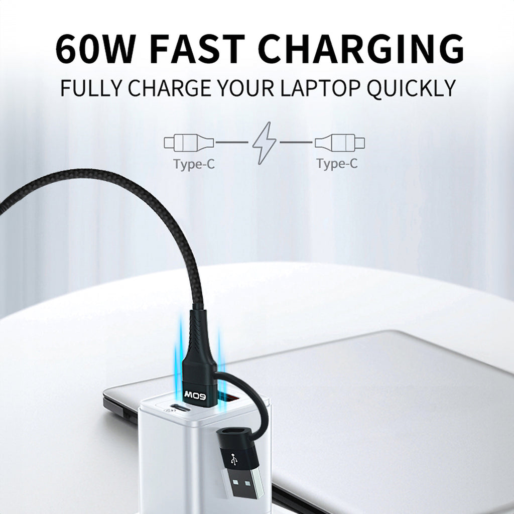 Wozinsky laidas WNBAA 4in1 2x USB-C 1x USB-A 1x Lightning 60W 1 m juodas