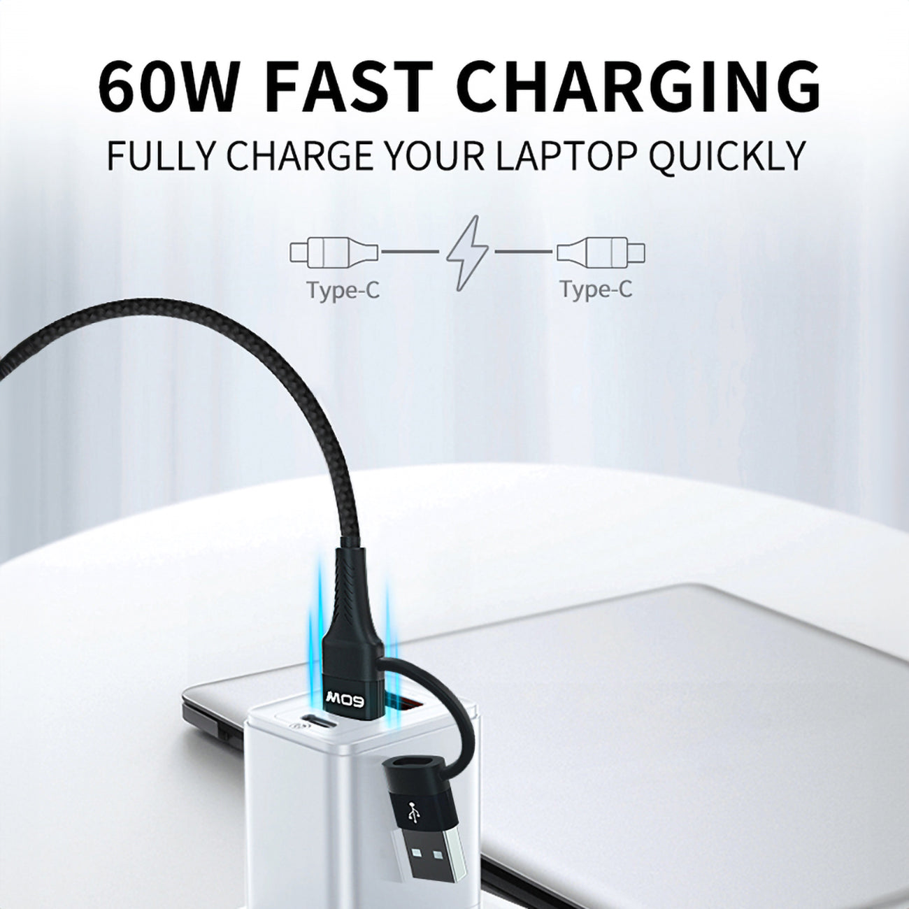 Wozinsky laidas WNBAA 4in1 2x USB-C 1x USB-A 1x Lightning 60W 1 m juodas