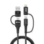 Wozinsky laidas WNBAA 4in1 2x USB-C 1x USB-A 1x Lightning 60W 1 m juodas