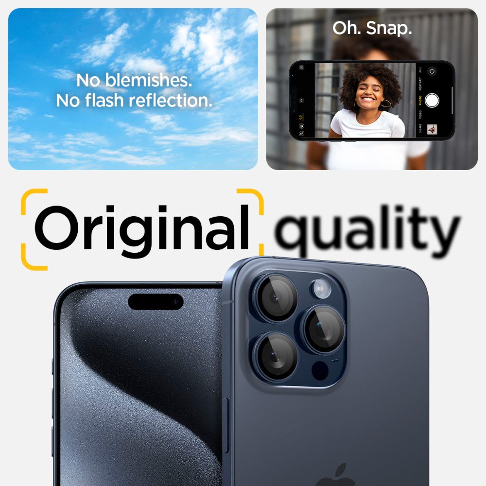 Spigen Optik TR kameros stikliukas iPhone 14/15 Pro – mėlynas (2 vnt.)