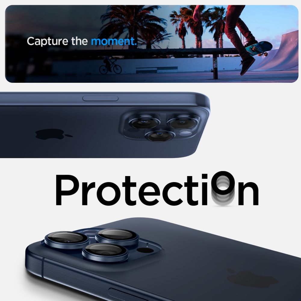 Spigen Optik TR kameros stikliukas iPhone 14/15 Pro – mėlynas (2 vnt.)