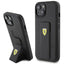Ferrari Grip Stand dėklas iPhone 15 – juodas