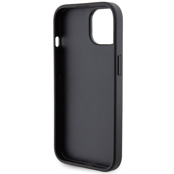 Ferrari Grip Stand dėklas iPhone 15 – juodas