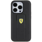 Ferrari Grip Stand dėklas iPhone 15 Pro Max – juodas