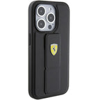 Ferrari Grip Stand dėklas iPhone 15 Pro Max – juodas