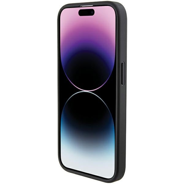 Ferrari Grip Stand dėklas iPhone 15 Pro Max – juodas