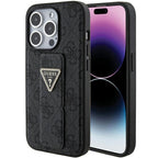 Guess Grip Stand 4G dėklas iPhone 15 Pro – juodas -- iPhone 15 Pro