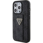 Guess Grip Stand 4G dėklas iPhone 15 Pro – juodas -- iPhone 15 Pro