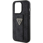 Guess Grip Stand 4G dėklas iPhone 15 Pro – juodas -- iPhone 15 Pro