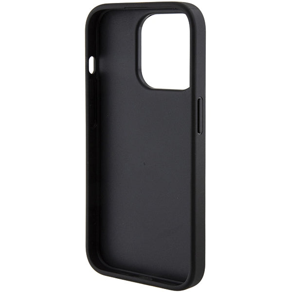 Guess Grip Stand 4G dėklas iPhone 15 Pro – juodas -- iPhone 15 Pro